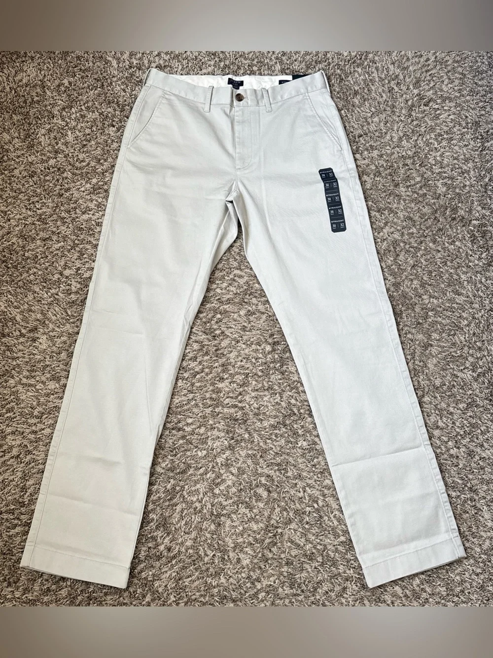 J. Crew Flex Men's Straight Fit Chino Pants, Light Gray 31x32, NWT